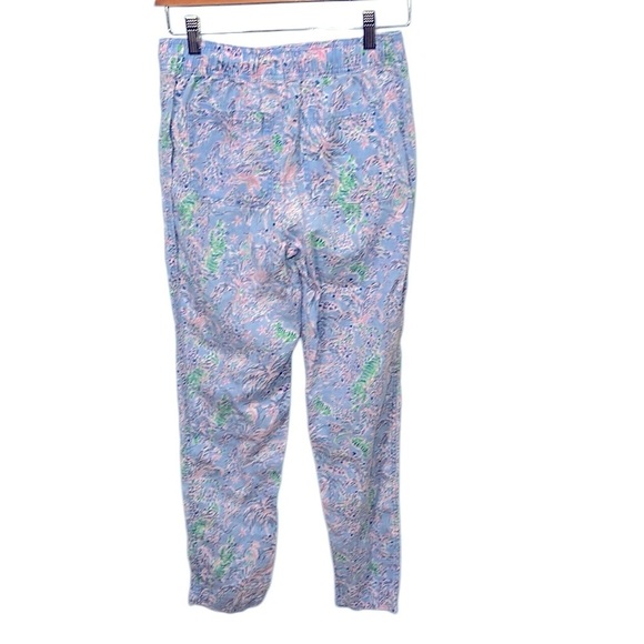 Lilly Pulitzer Taron Linen Pants Peri Blue The Turtle Package EUC Women’s Small - Picture 3 of 14